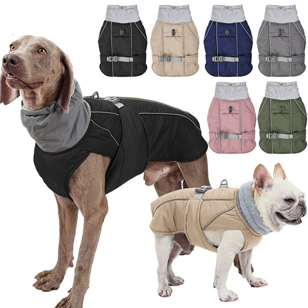 Chaqueta impermeable, cálida, de cuello alto, reflectante, para perros