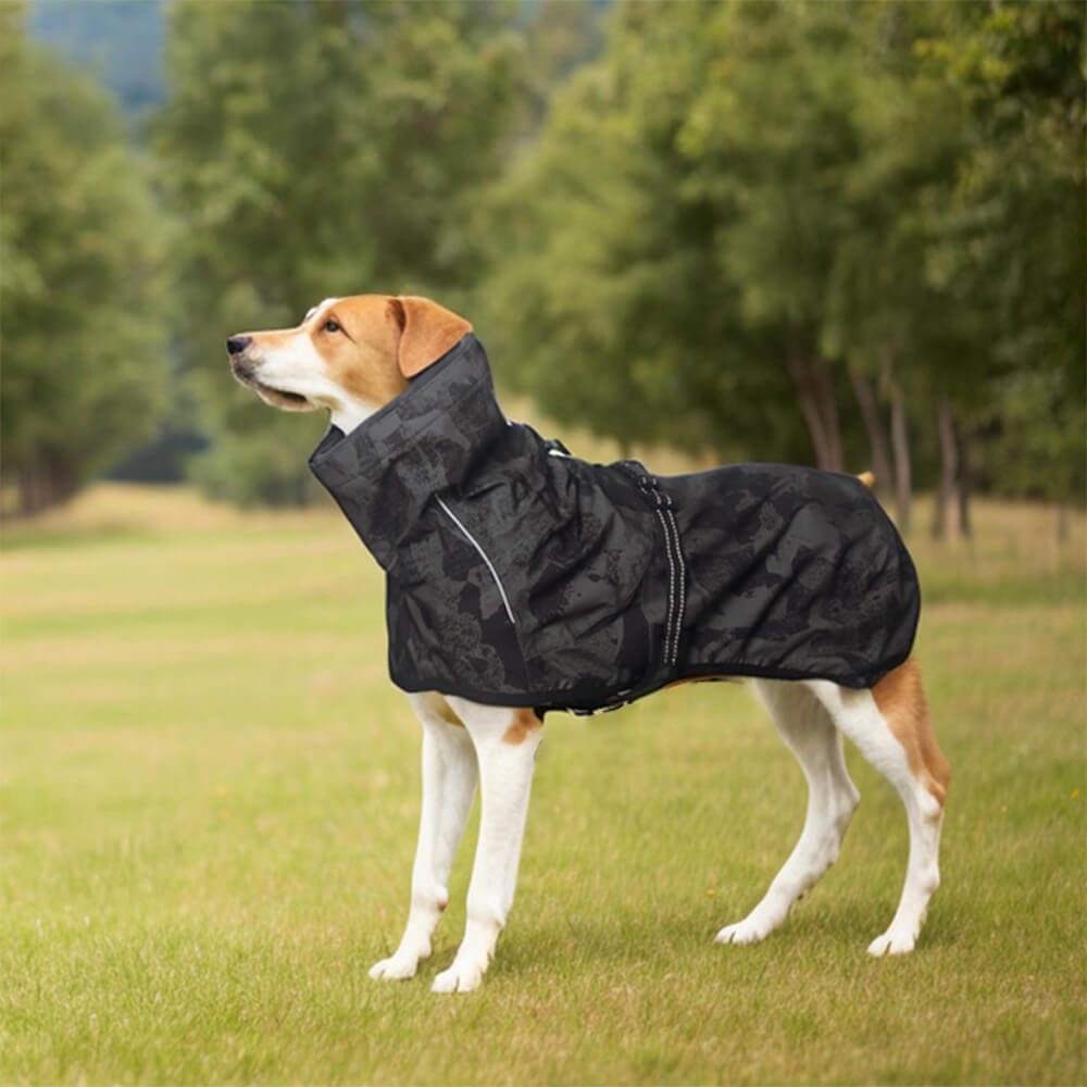 Chubasquero para perros impermeable, resistente al viento y con cuello alto ajustable y camuflaje