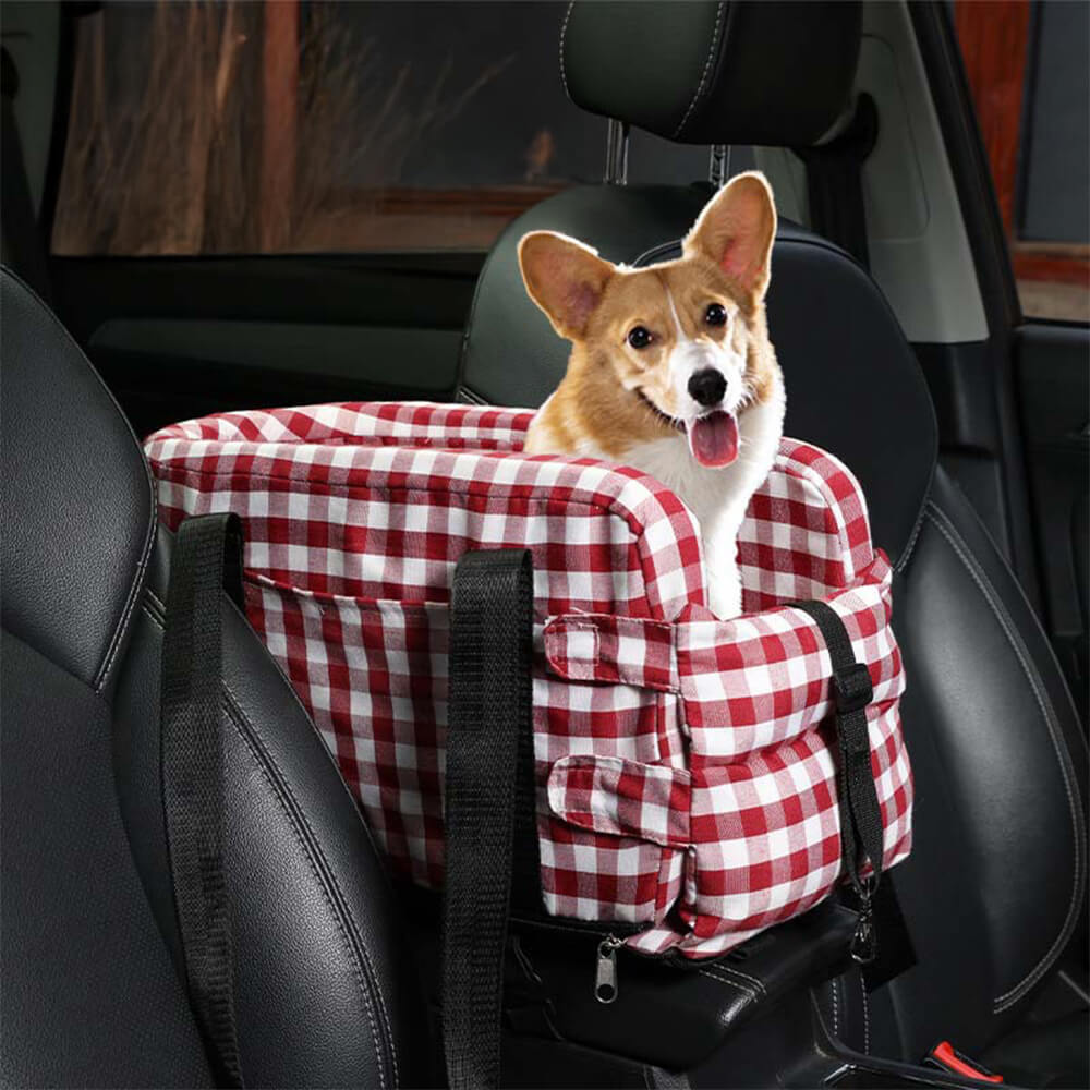 Asiento de seguridad para perros portátil y elegante para el coche con consola central