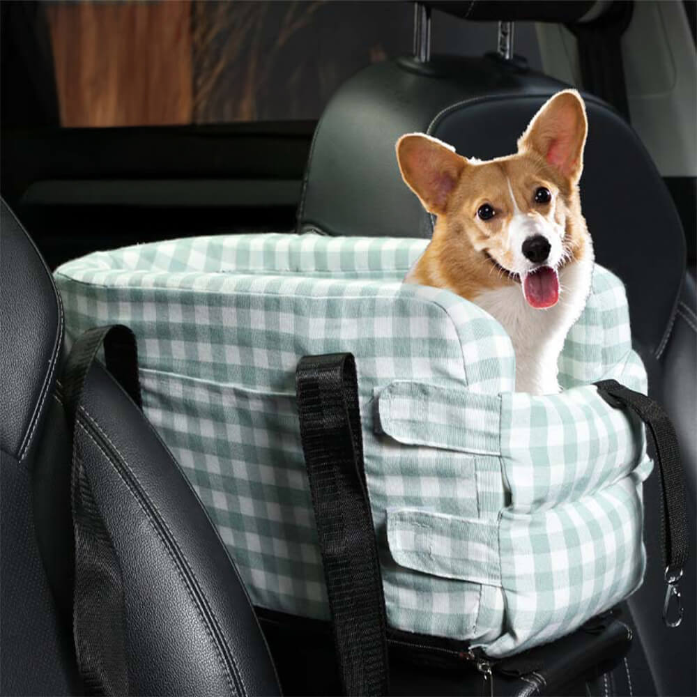 Asiento de seguridad para perros portátil y elegante para el coche con consola central