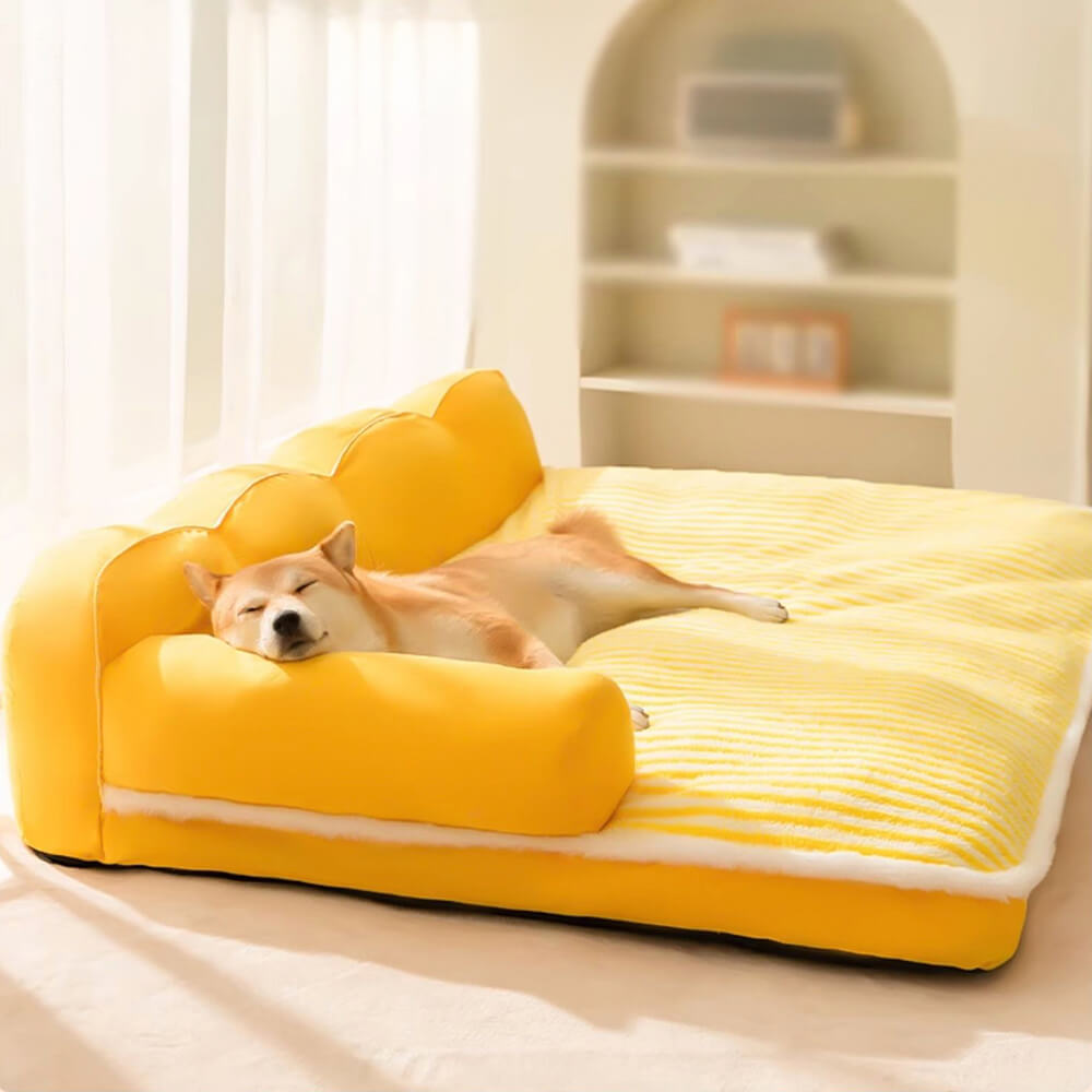 Sofá cama ortopédico para perros con rayas, cómodo, agradable para la piel y lavable