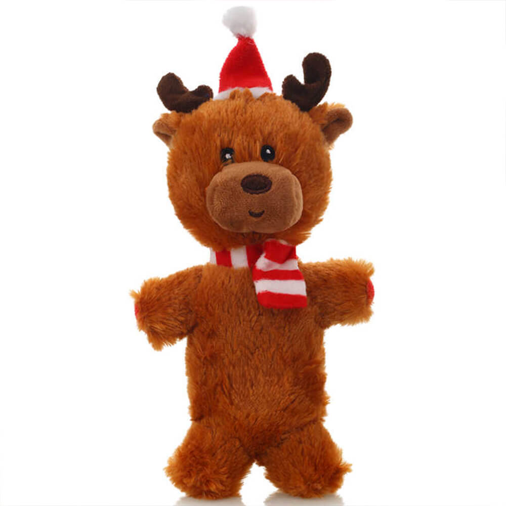 Muñeco de Papá Noel navideño, juguete interactivo de peluche para perros con chirrido duradero