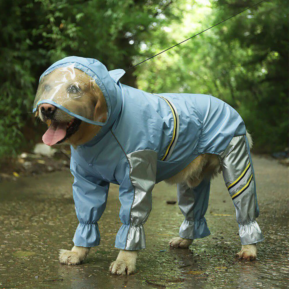 Chubasquero para perros con correa reflectante impermeable y cobertura para la cola de cuatro patas