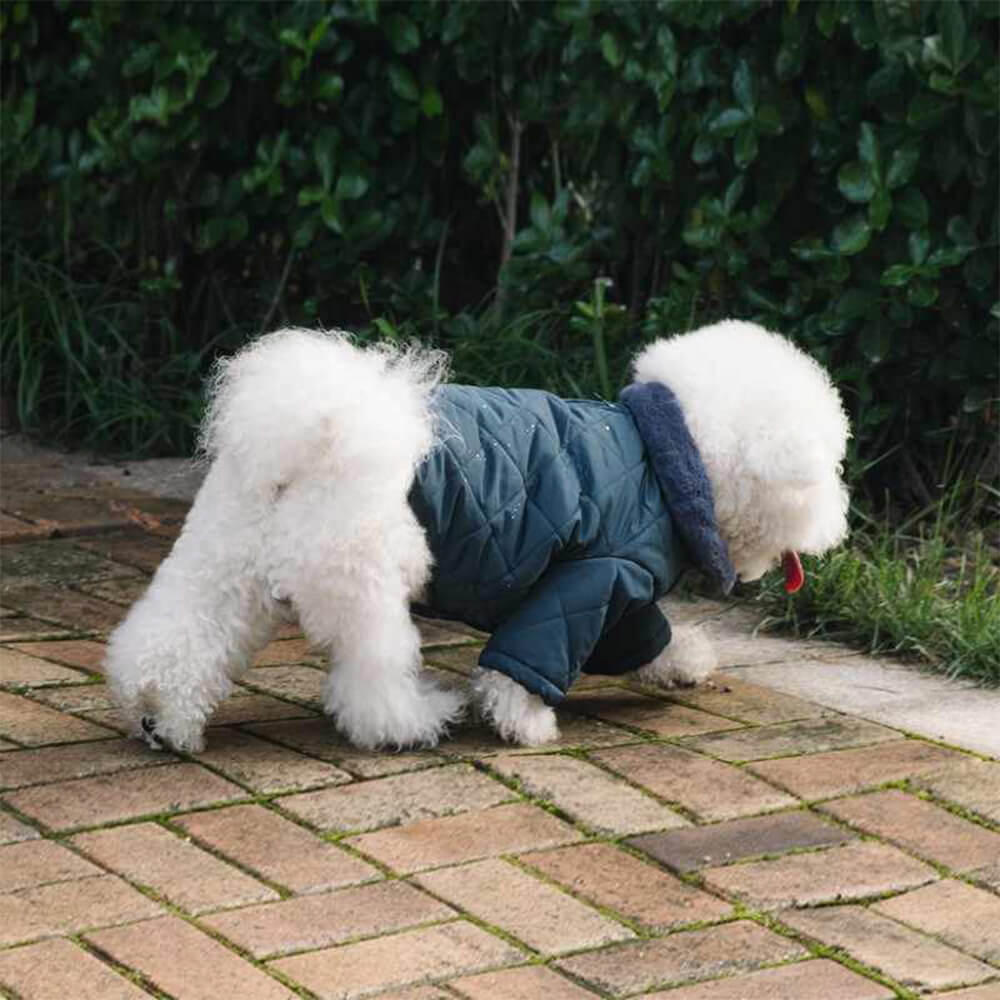 Abrigo para perros con cuello alto y botones a presión de piel sintética, cálido y acogedor