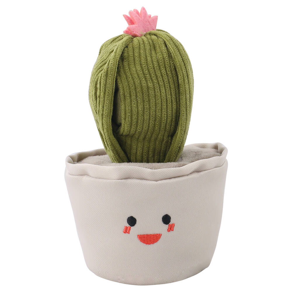 Juguete interactivo de peluche con forma de cactus y chirrido para perros con alimentación lenta