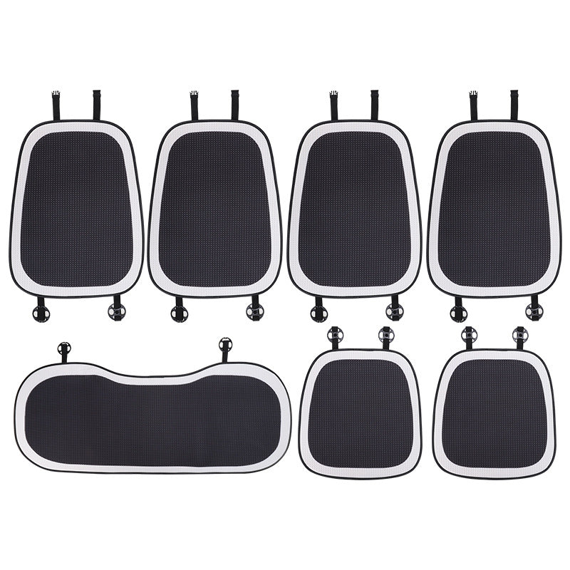 Funda de asiento de coche de malla transpirable con diseño de espiga de lujo, juego completo