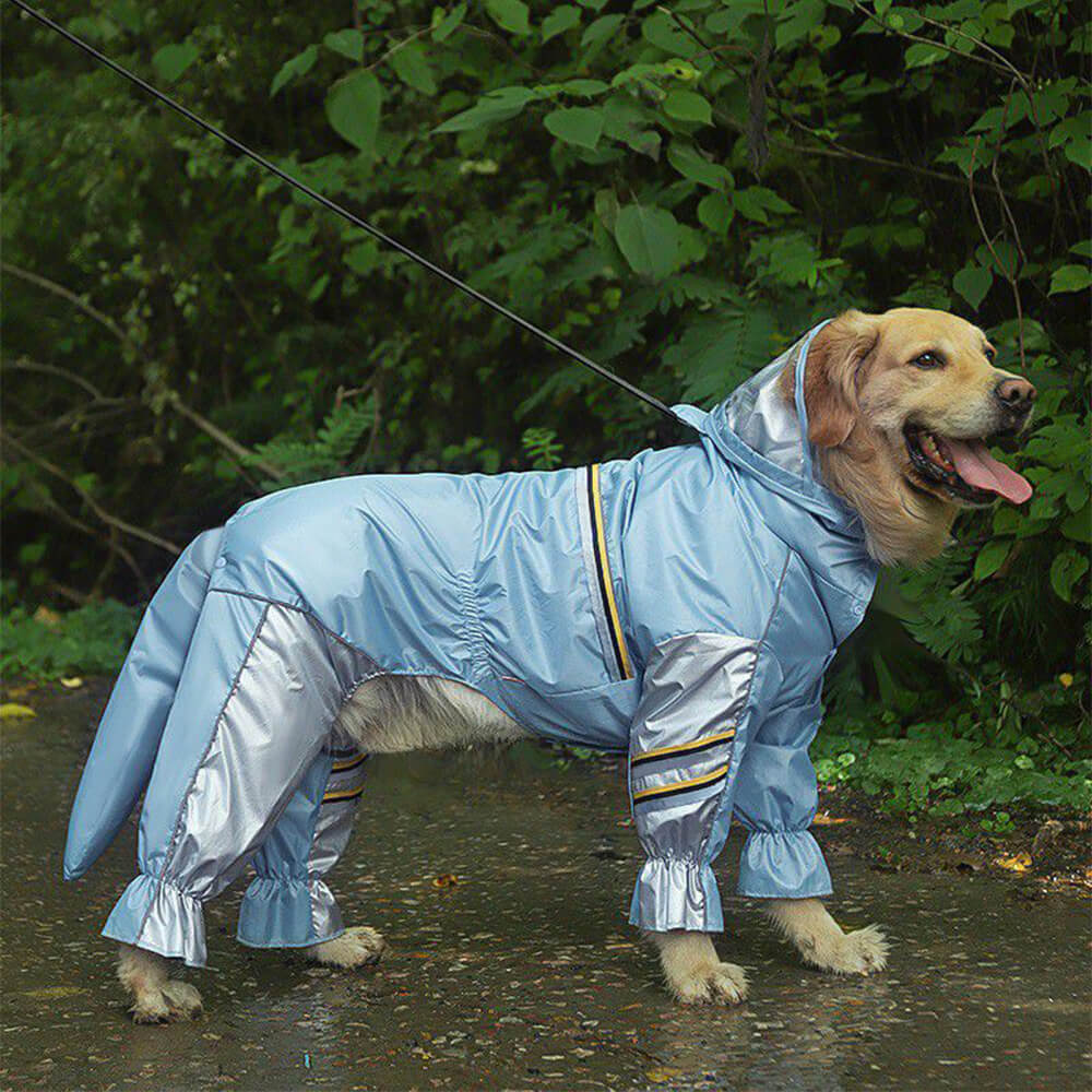 Chubasquero para perros con correa reflectante impermeable y cobertura para la cola de cuatro patas