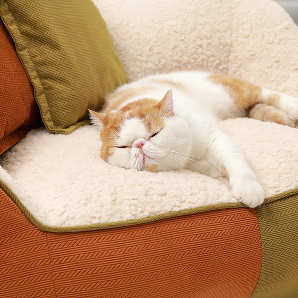 Sofá cama para perros y gatos con almohadas dobles, cálido y acogedor para varias mascotas