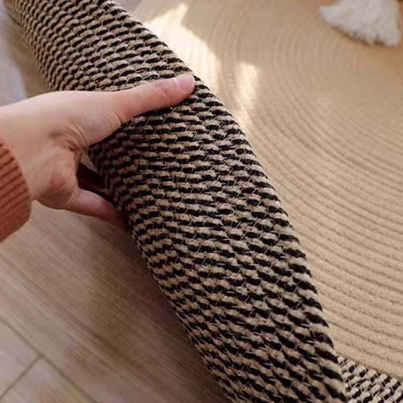Tapete de gato duradero tejido a mano nórdico con flecos