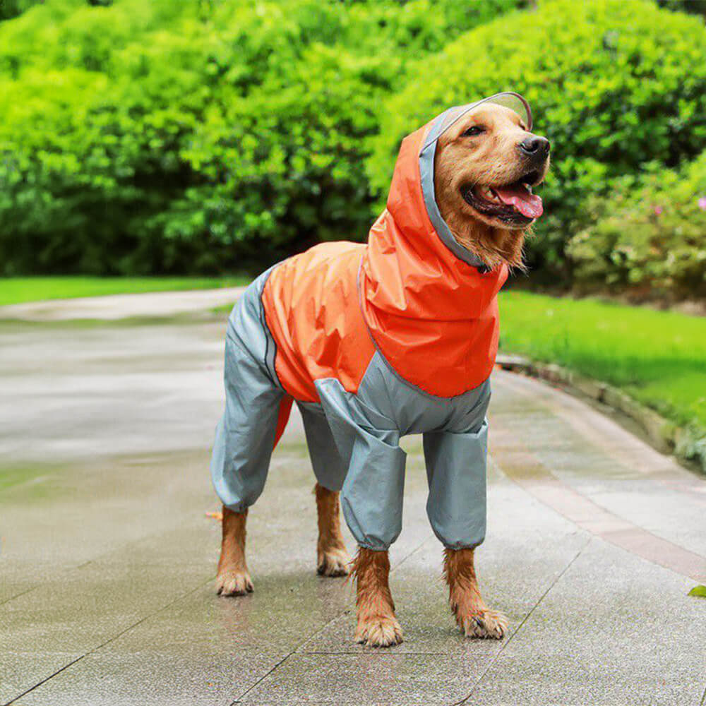 Chubasquero para perros con correa reflectante impermeable y cobertura para la cola de cuatro patas