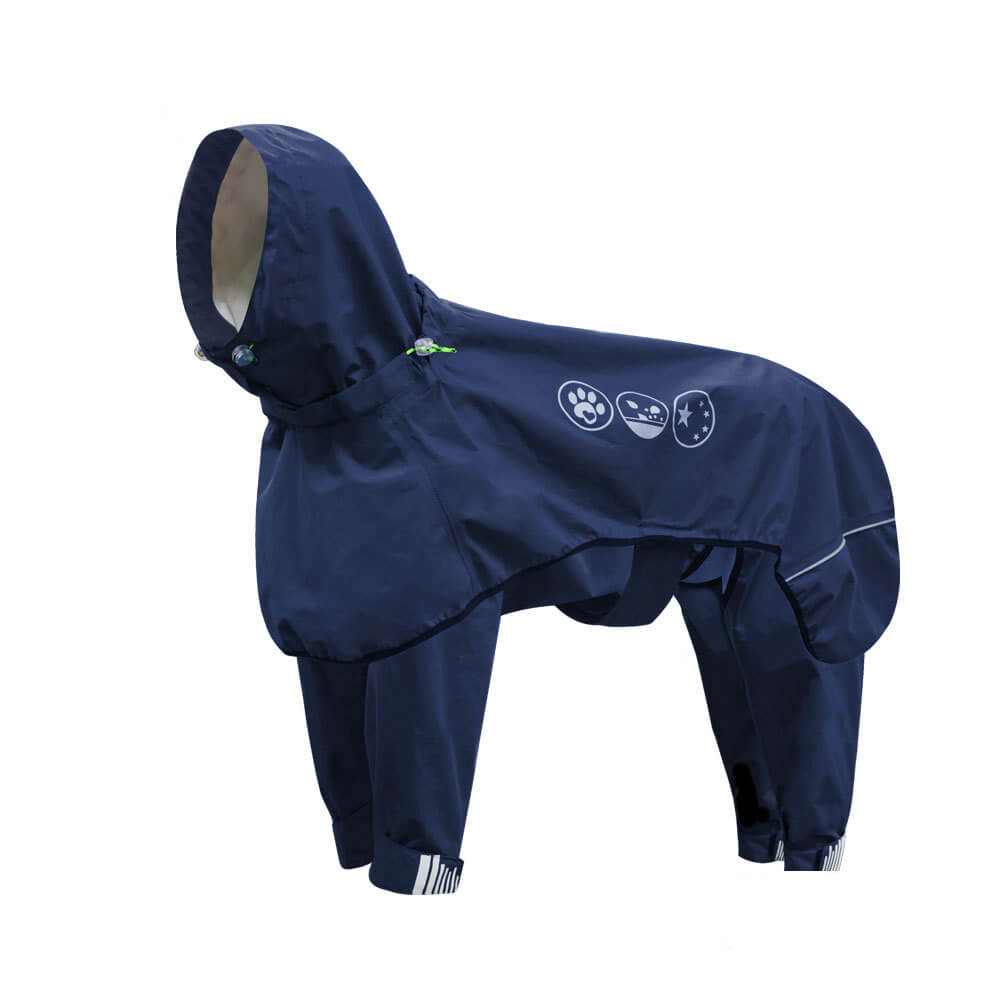 Chubasquero impermeable reflectante para exteriores para perros de cuatro patas con capucha