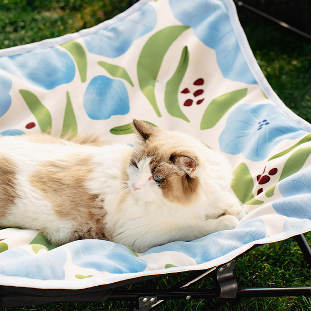 Cama plegable para perros y gatos a prueba de humedad con diseño floral