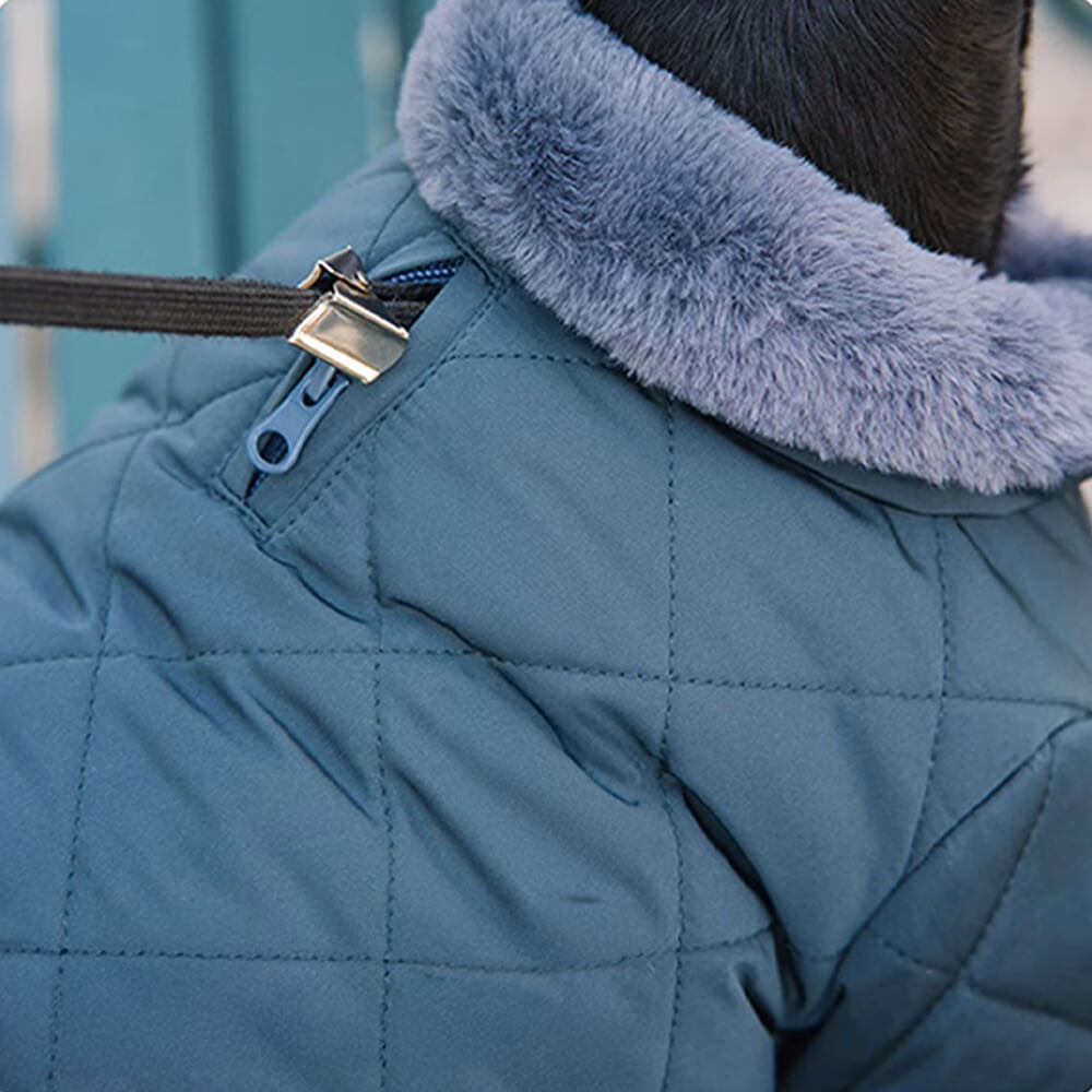 Abrigo para perros con cuello alto y botones a presión de piel sintética, cálido y acogedor