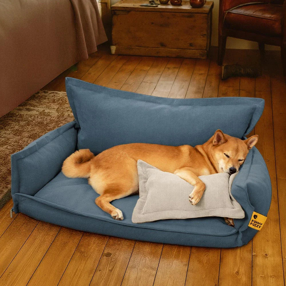 Cama ortopédica para perros de chenilla de temporada completa, con esponja de doble capa y almohada desmontable