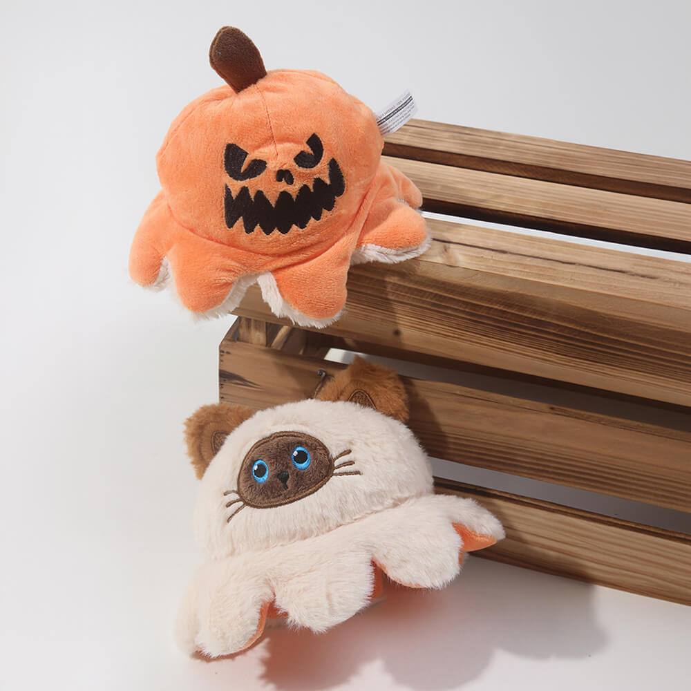 Peluche reversible para perro con forma de pulpo y calabaza pirata para Halloween