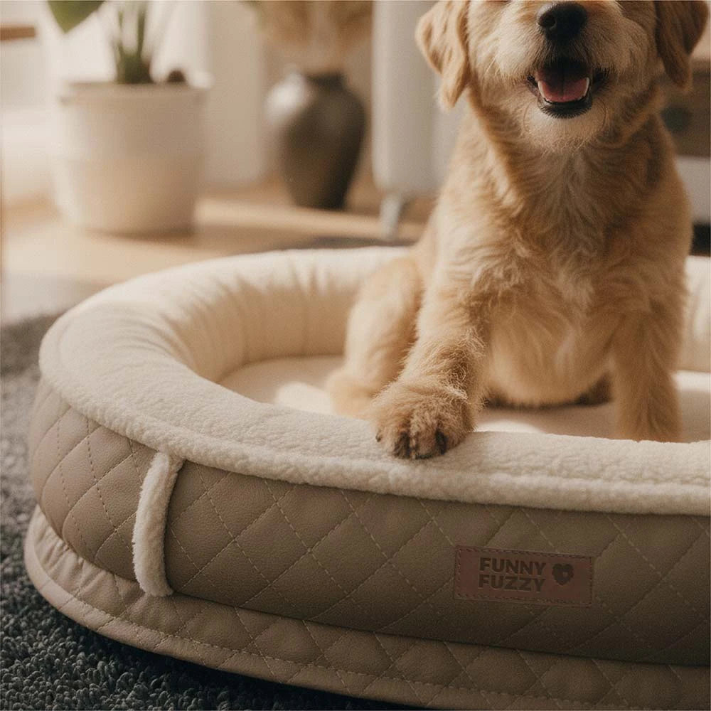 Deluxe Faux Leather & Plush Removable Orthopedic Donut Dog Bed - WarmNest