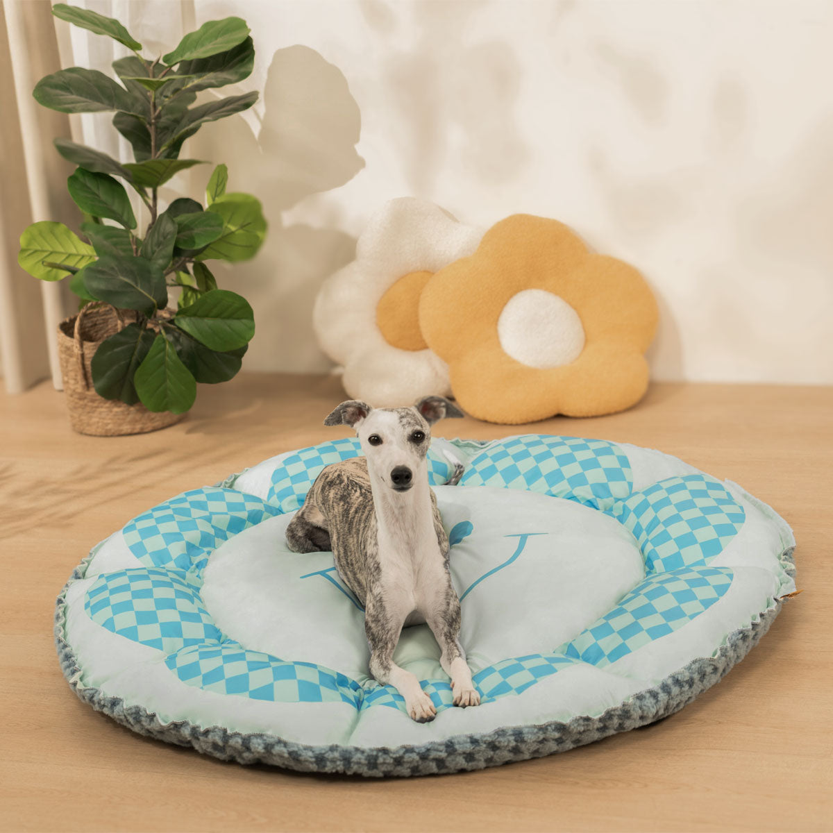 Cama para perros redonda con colchón de refrigeración reversible de doble cara