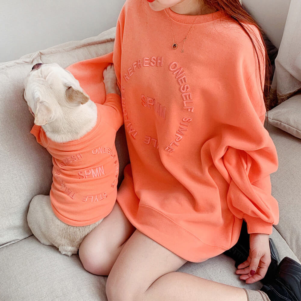 Sudadera elegante de manga larga bordada para mascotas y su dueño, ropa a juego