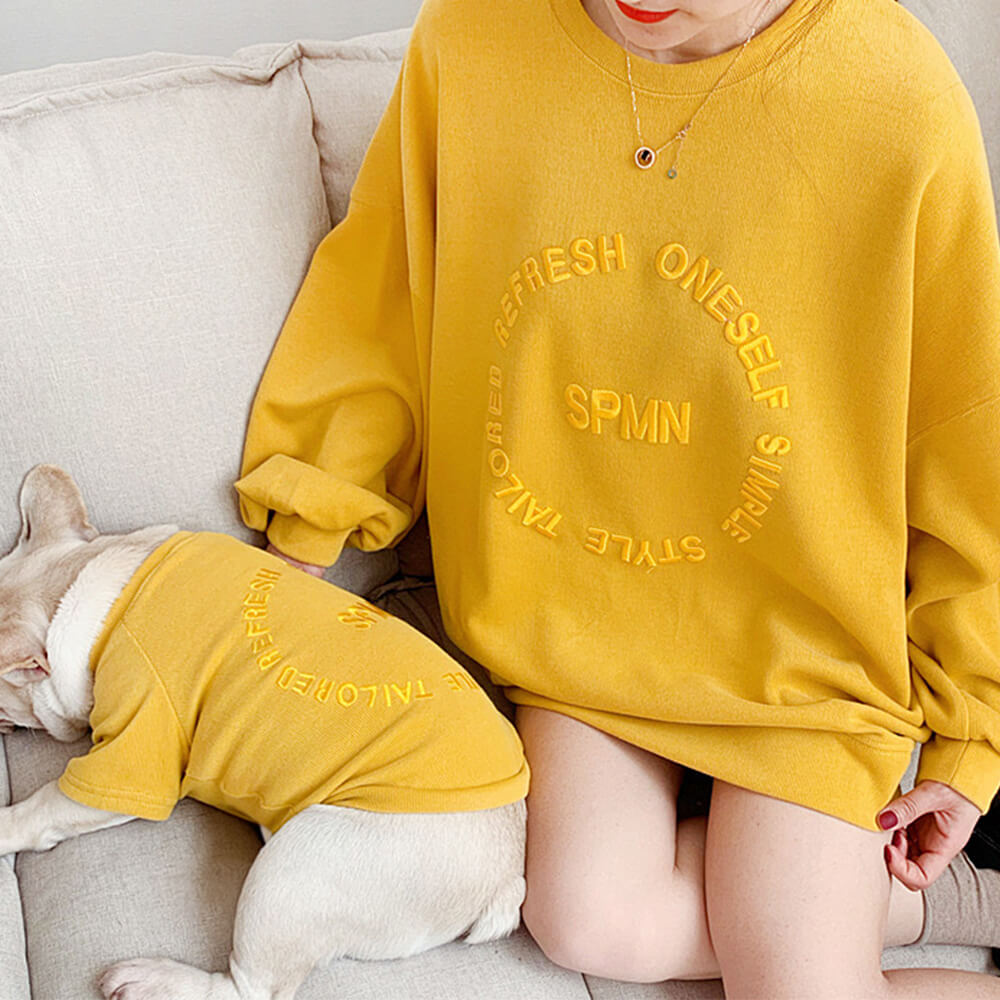 Sudadera elegante de manga larga bordada para mascotas y su dueño, ropa a juego