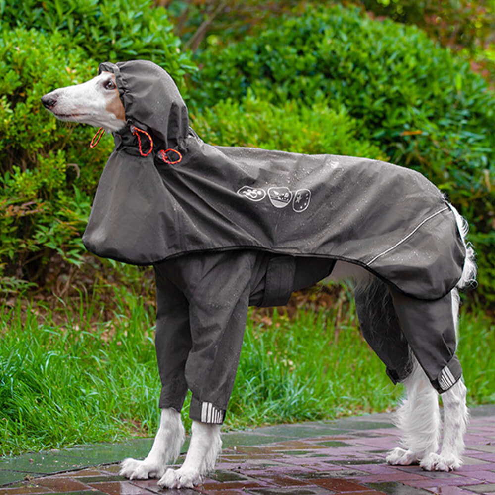 Chubasquero impermeable reflectante para exteriores para perros de cuatro patas con capucha