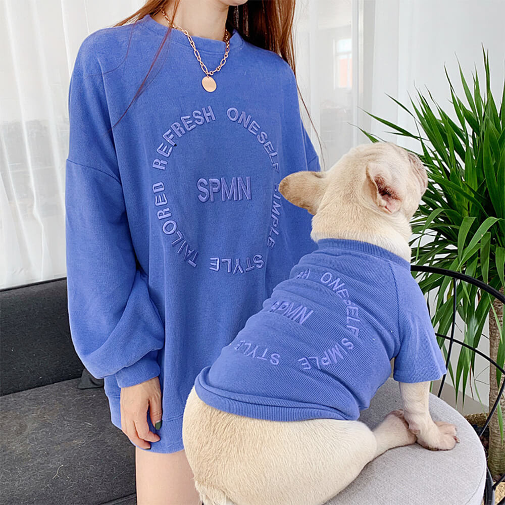 Sudadera elegante de manga larga bordada para mascotas y su dueño, ropa a juego