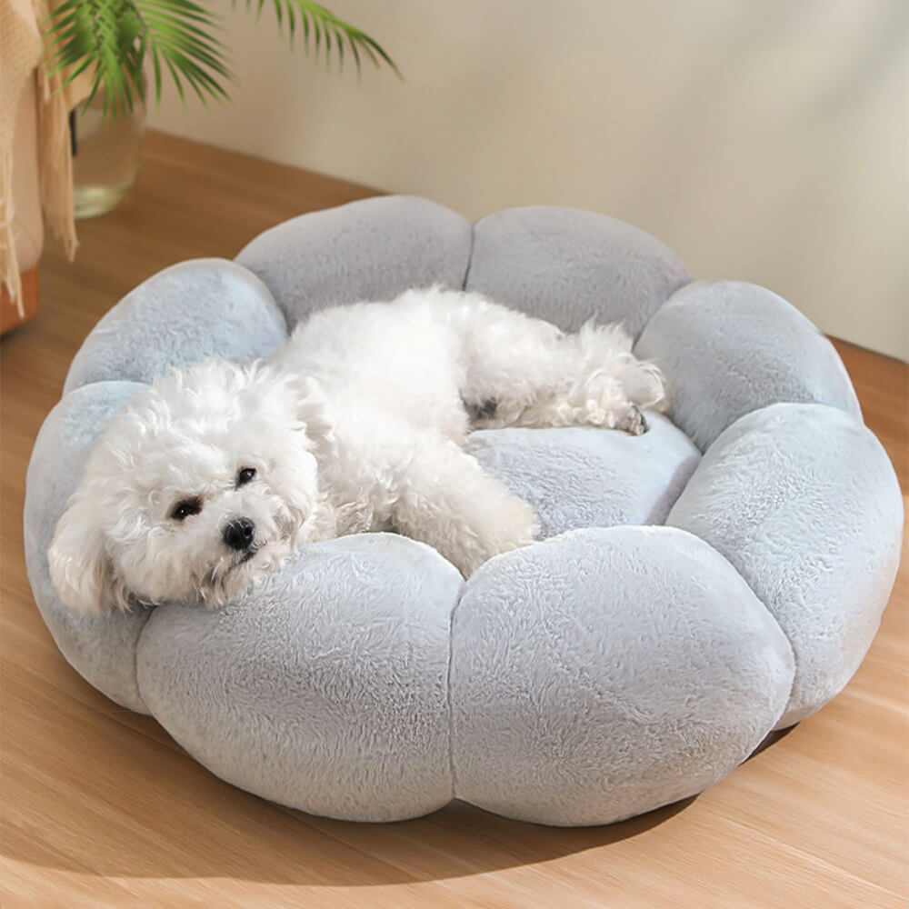 Cama para perros y gatos con forma de flor, cálida, de soporte completo, lavable y decorativa