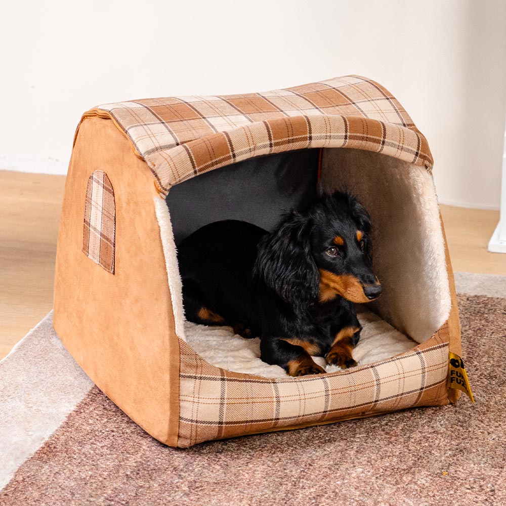 Cama ortopédica para perros Classical Plaid House - Cabaña Retreat