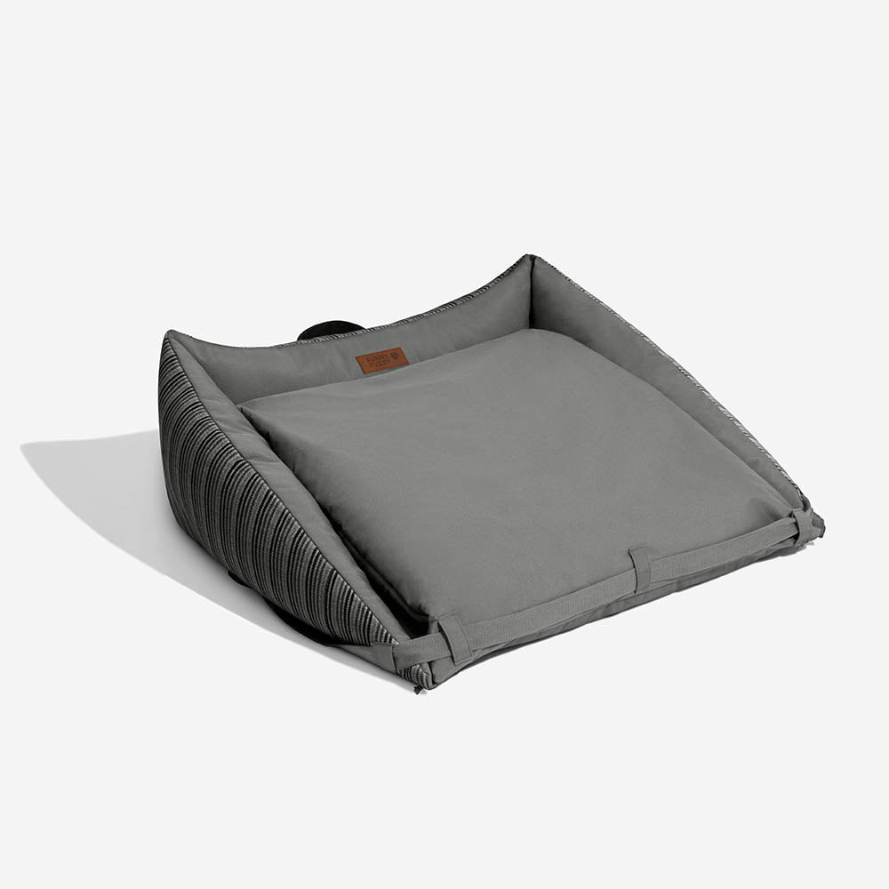 Cama para perro de sofá plegable y lavable de rayas naturales - Sofá para cachorro Mocca