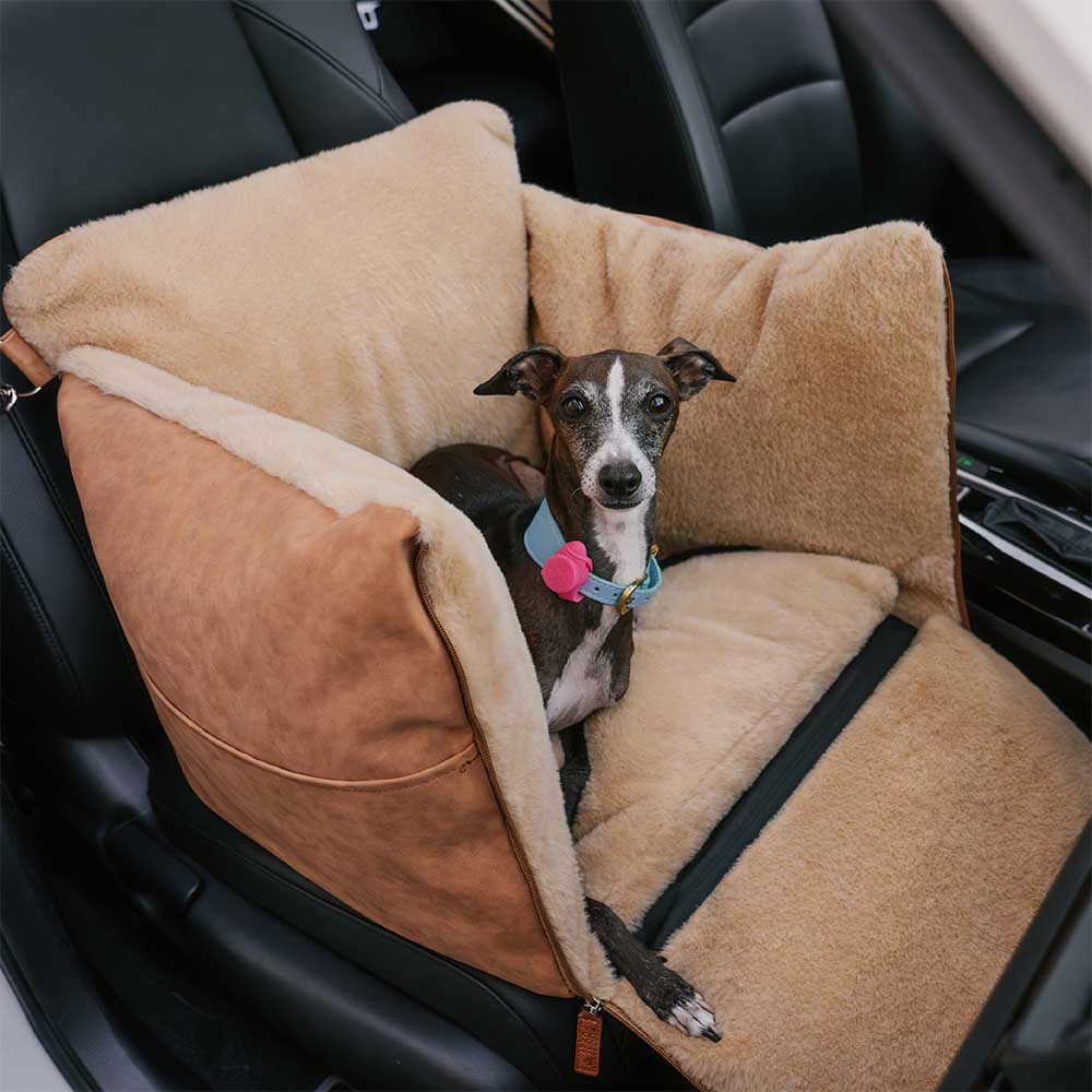 Asiento elevador para coche para perros grande, mullido, cálido, antideslizante y seguro - Ride and Rover