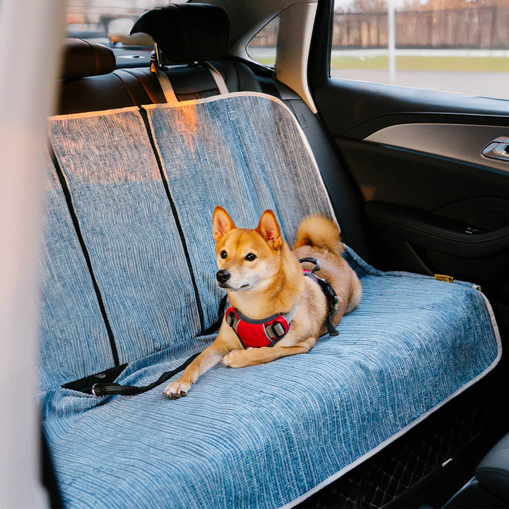 Funda protectora para asiento de coche para mascotas de chenilla a rayas, resistente al agua y más segura para la carretera