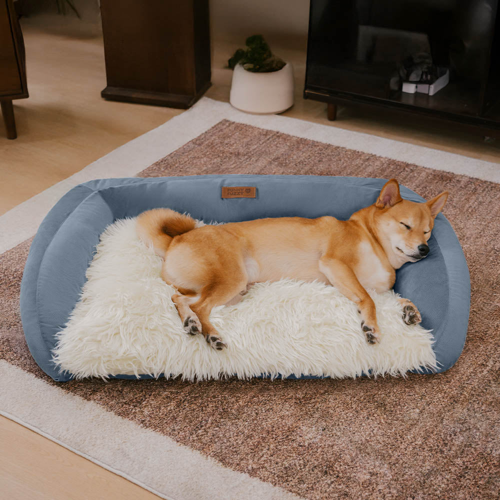 Sofá cama grande lavable y mullido para perros, con cojín acolchado, denim vaquero