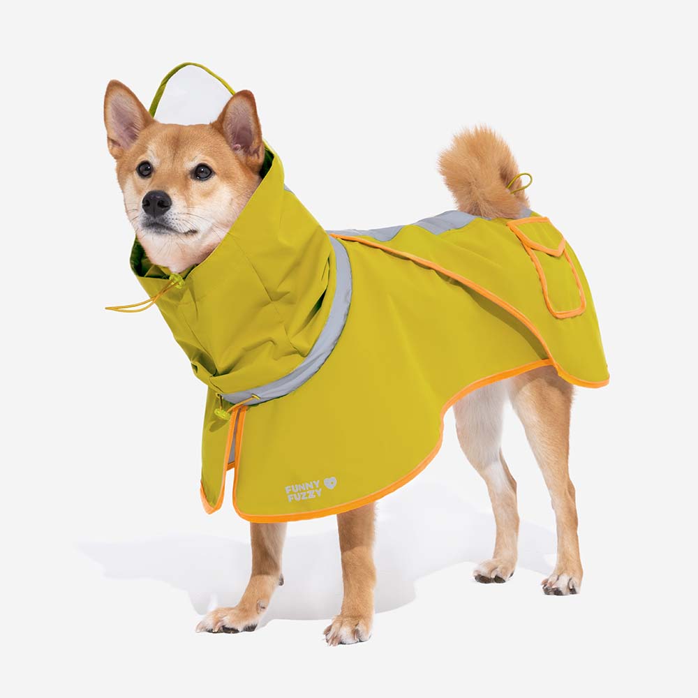 Impermeable reflectante ajustable con bolsillo para perros y humanos a juego: manténgase seco