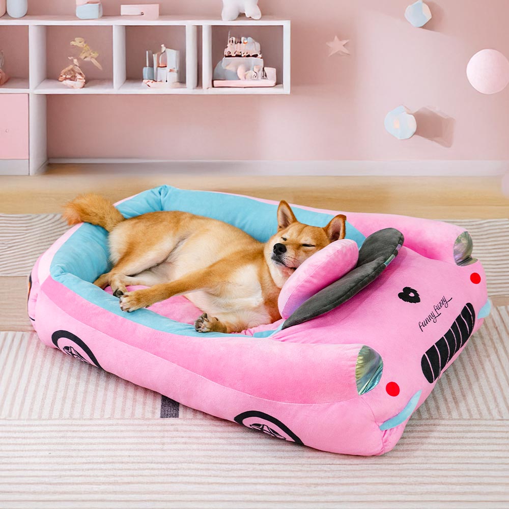 FUNNYFUZZY - Cama para perros con soporte para coche de carreras elegante - Glamour Drive