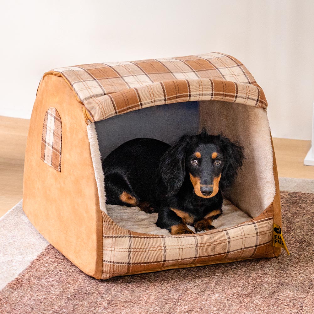 Cama ortopédica para perros Classical Plaid House - Cabaña Retreat