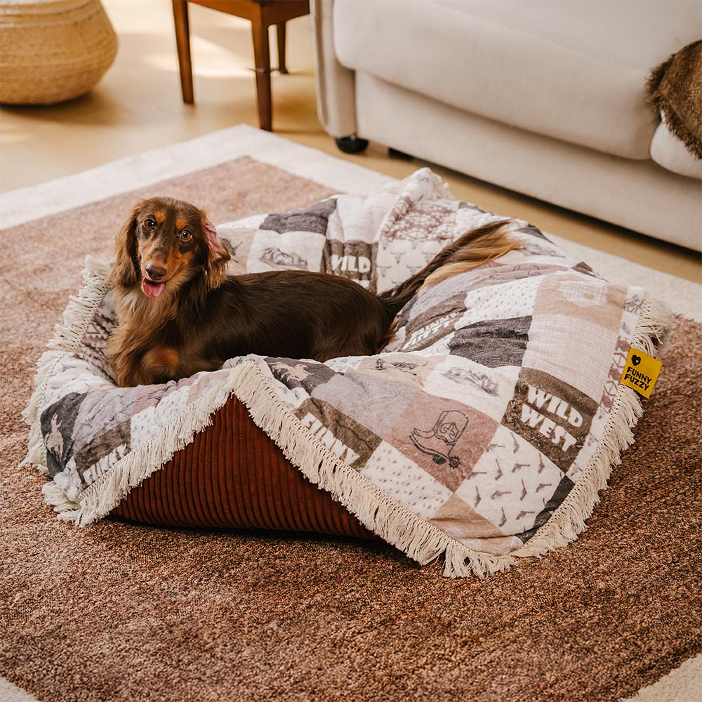 Cama para perros redonda, lavable, con borlas y diseño vintage bohemio y relajante - Hunter Night