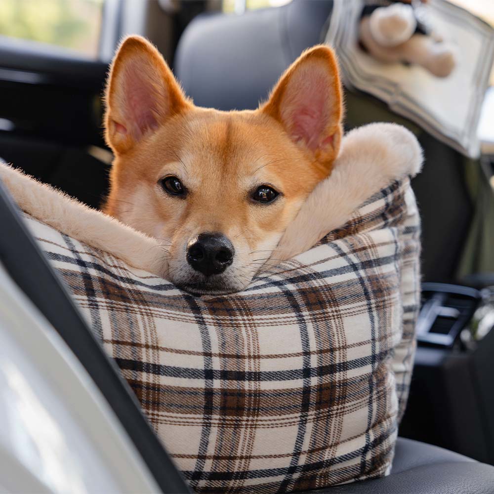 Asiento elevador para perros para automóvil, grande, clásico y esponjoso: manténgalo seguro