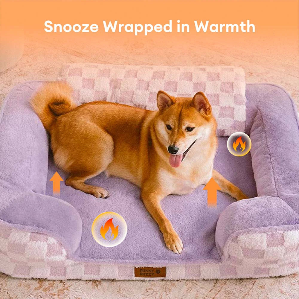 Checkered Fluffy Warm Washable Orthopedic Dog Bolster Bed – CloudNooki