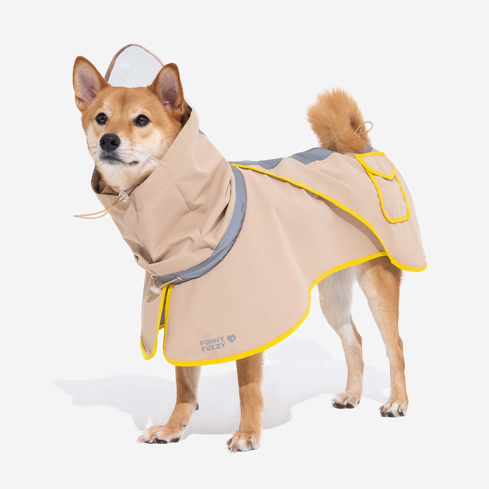 Impermeable reflectante ajustable con bolsillo para perros y humanos a juego: manténgase seco