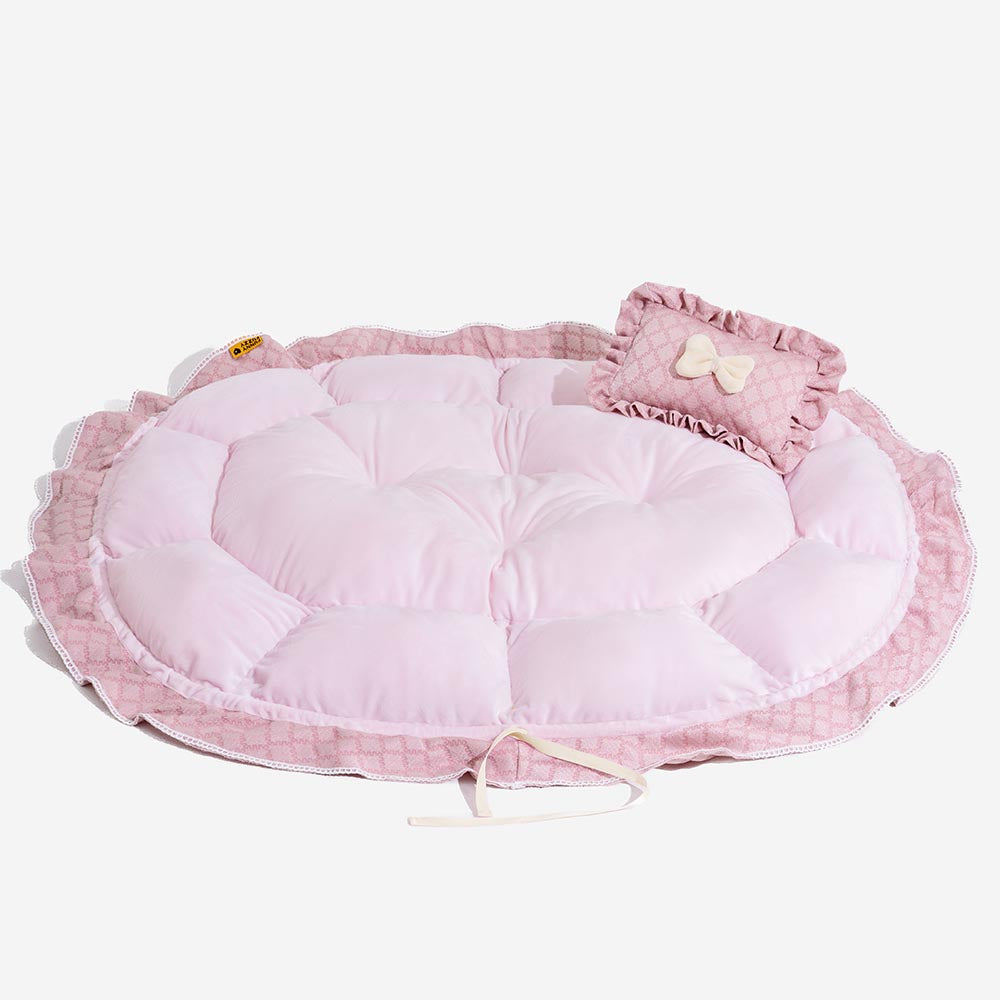 Cama redonda multifuncional lavable con cordón para mascotas - Floral Night Napper