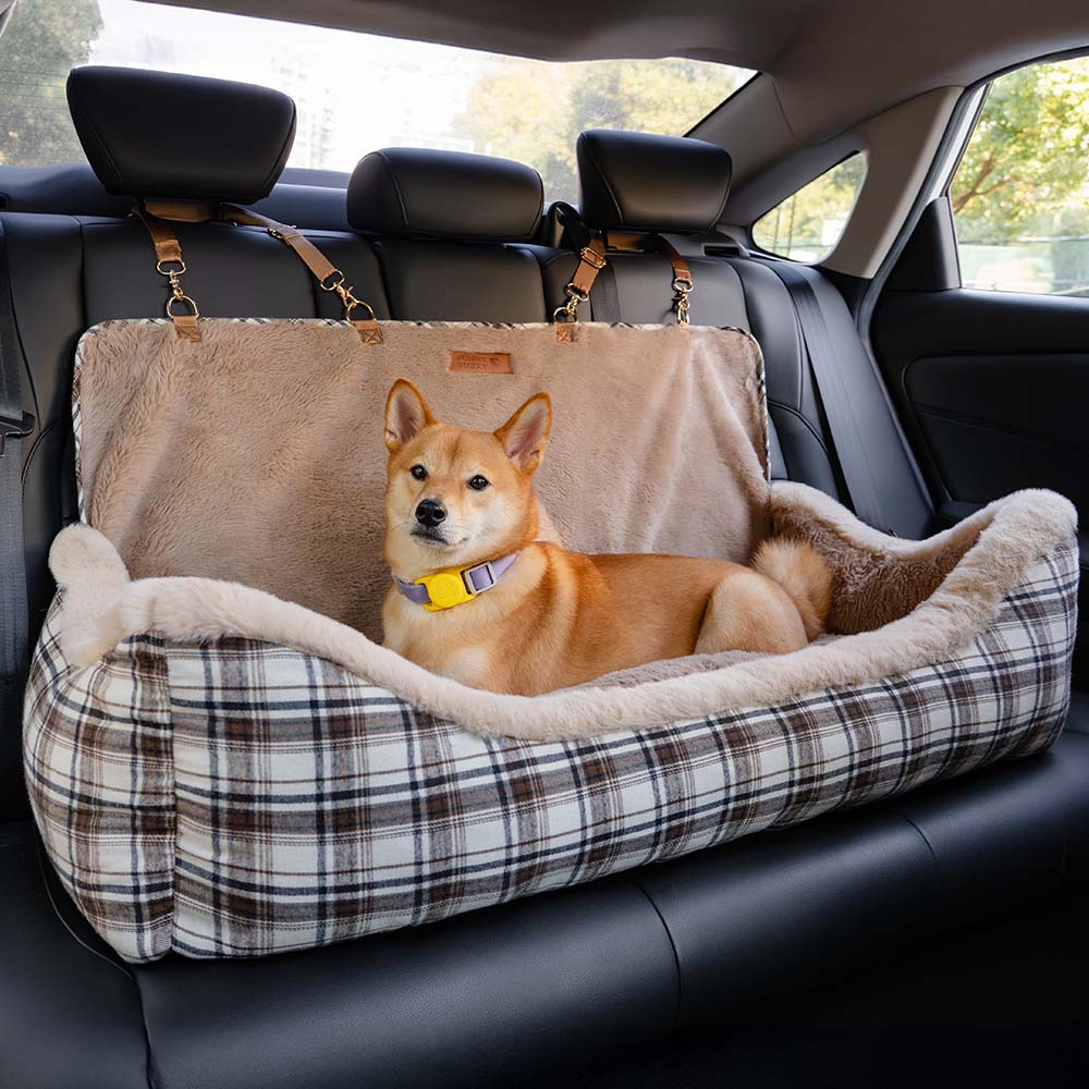 Asiento elevador para perros para automóvil, grande, clásico y esponjoso: manténgalo seguro