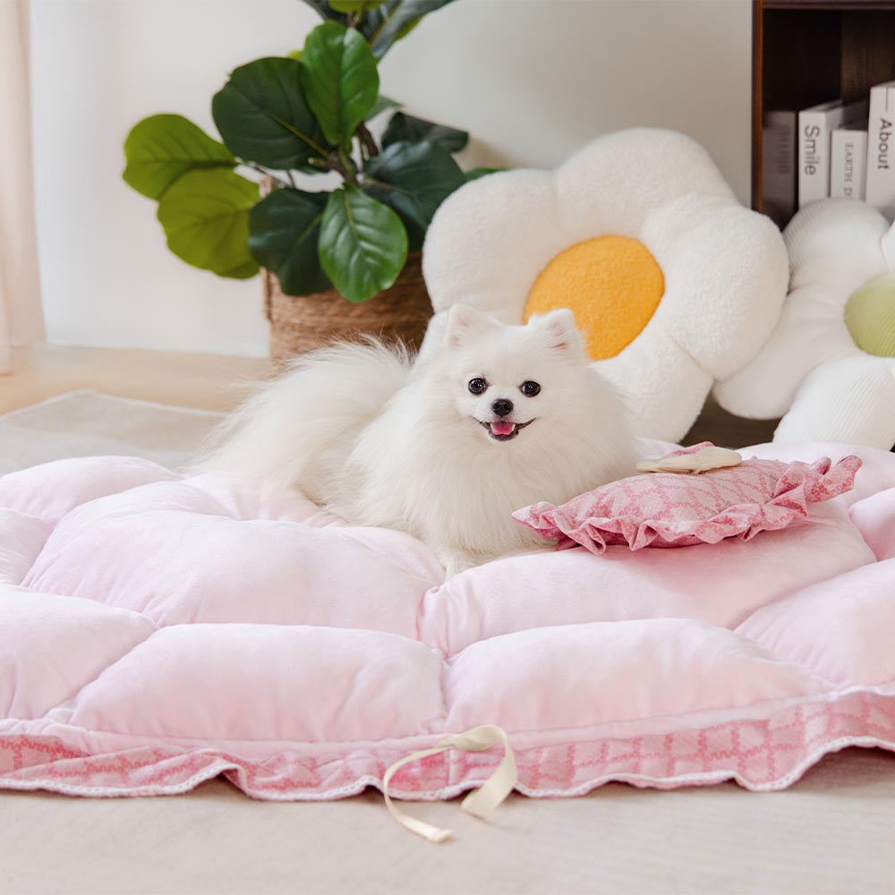 Cama redonda multifuncional lavable con cordón para mascotas - Floral Night Napper