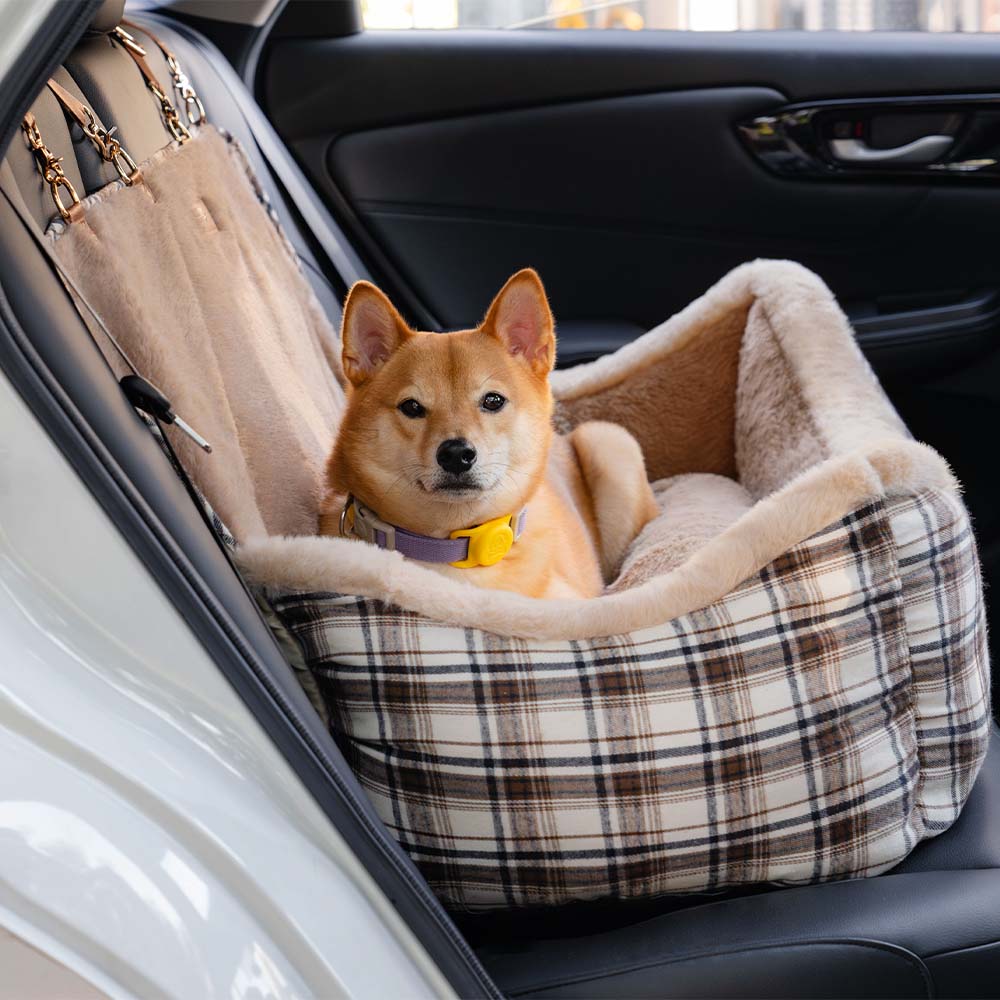 Asiento elevador para perros para automóvil, grande, clásico y esponjoso: manténgalo seguro