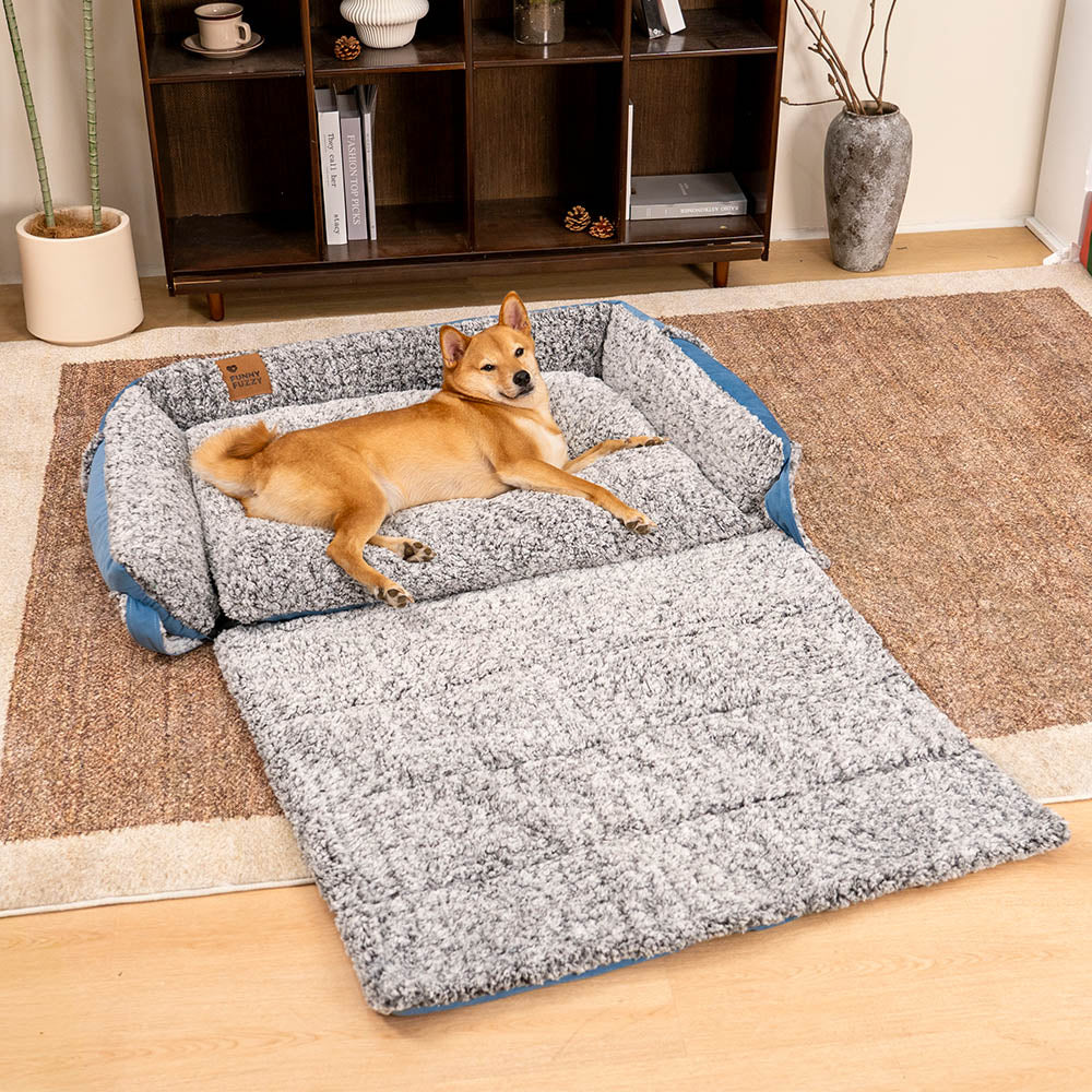 Cama grande y acogedora para perros con edredón plegable