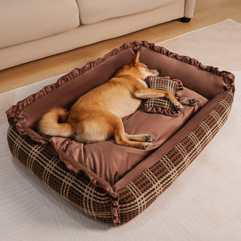 Cama grande y acogedora para perros con edredón plegable