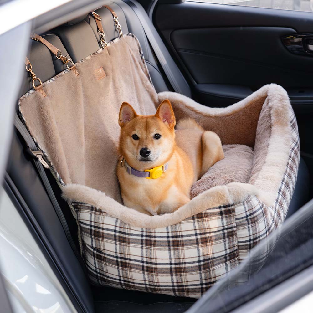 Asiento elevador para perros para automóvil, grande, clásico y esponjoso: manténgalo seguro