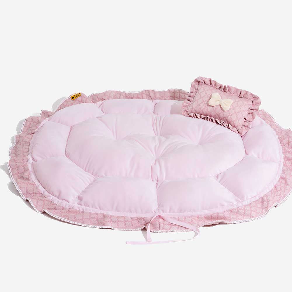 Cama redonda multifuncional lavable con cordón para mascotas - Floral Night Napper