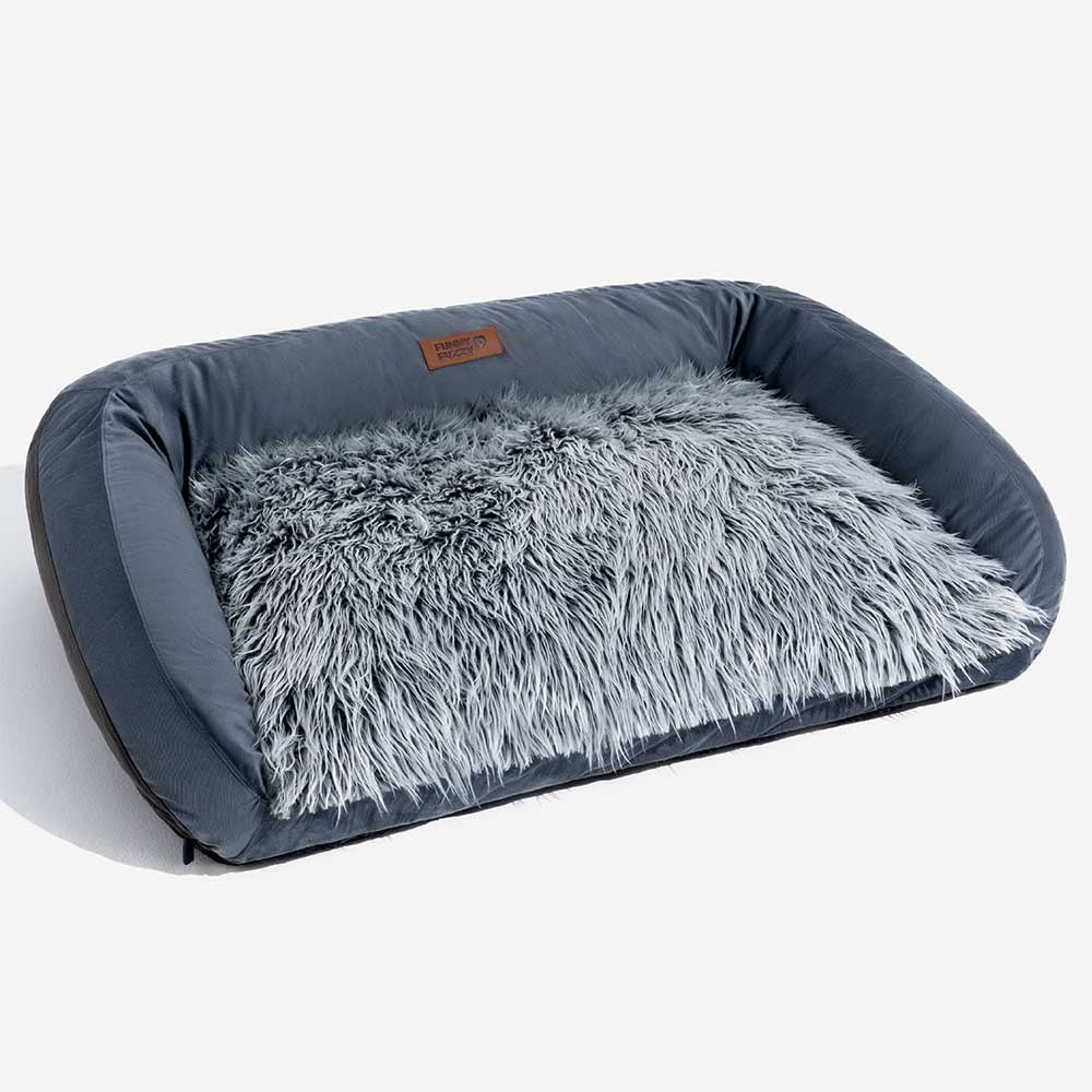 Sofá cama grande lavable y mullido para perros, con cojín acolchado, denim vaquero