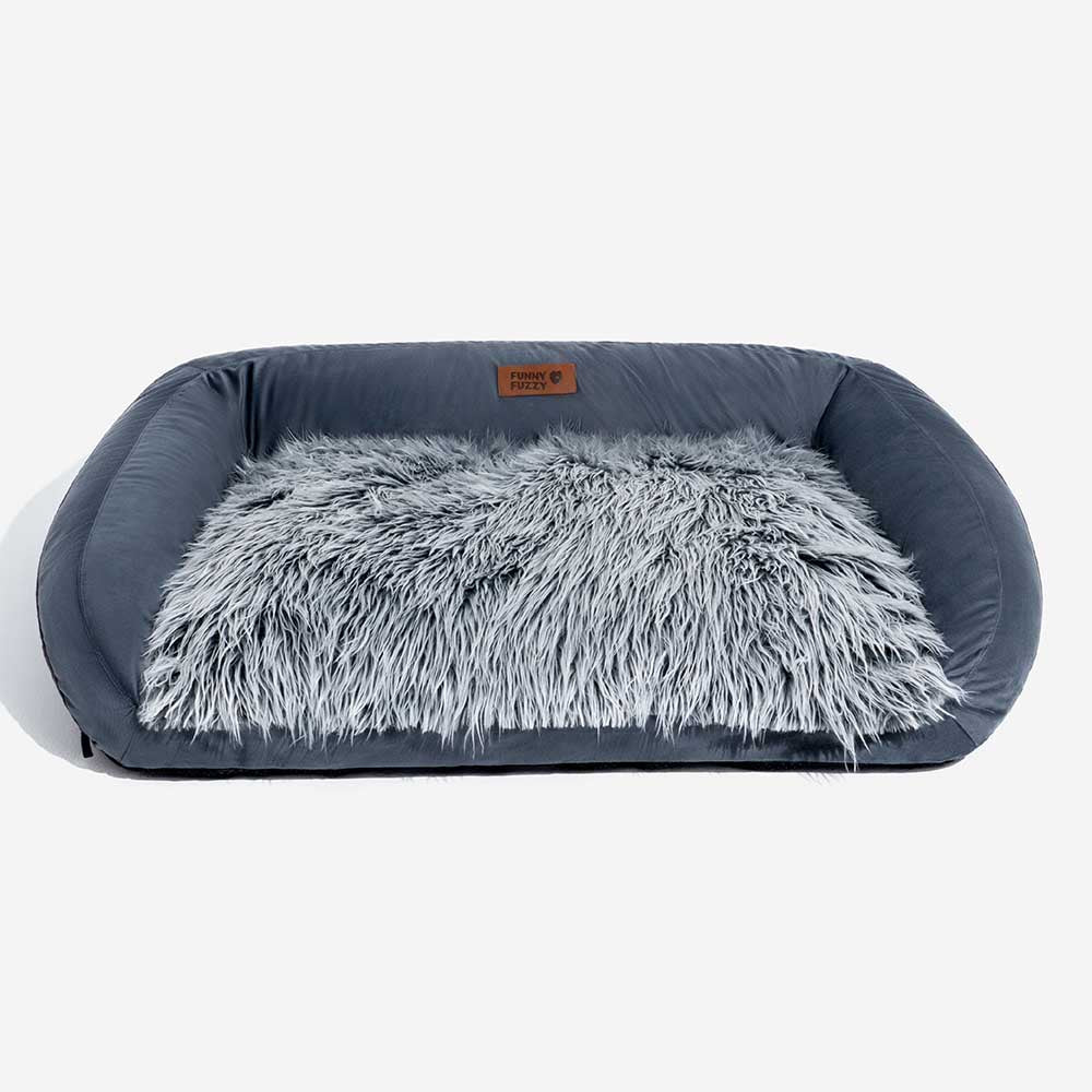 Sofá cama grande lavable y mullido para perros, con cojín acolchado, denim vaquero