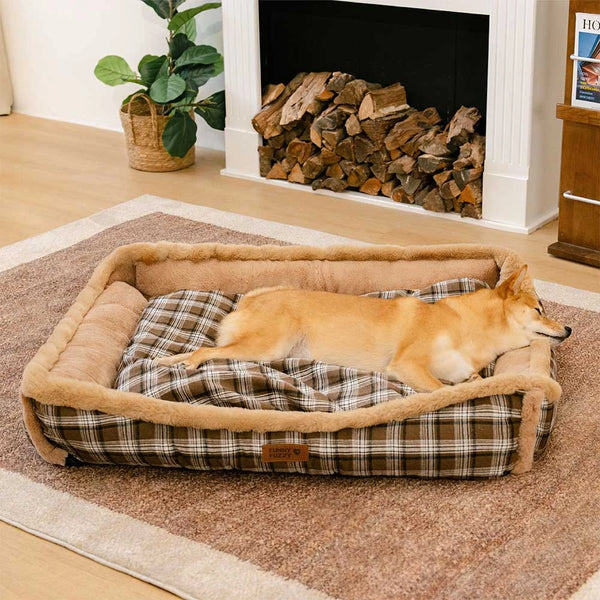Cama de perros acogedor a checked checken a cuadros Vintage - Tucknap