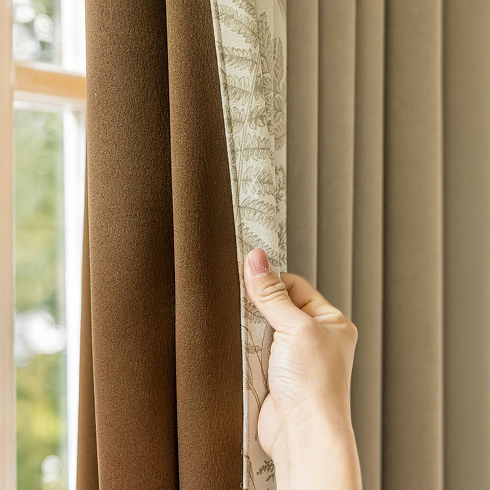 Cortinas opacas de gran tamaño con diseño de patchwork de chenilla y estampado hecho a mano